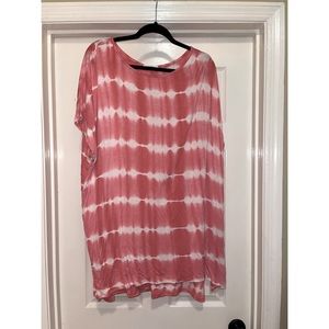 Pink/coral colored tie-dyed shirt plus size 3x